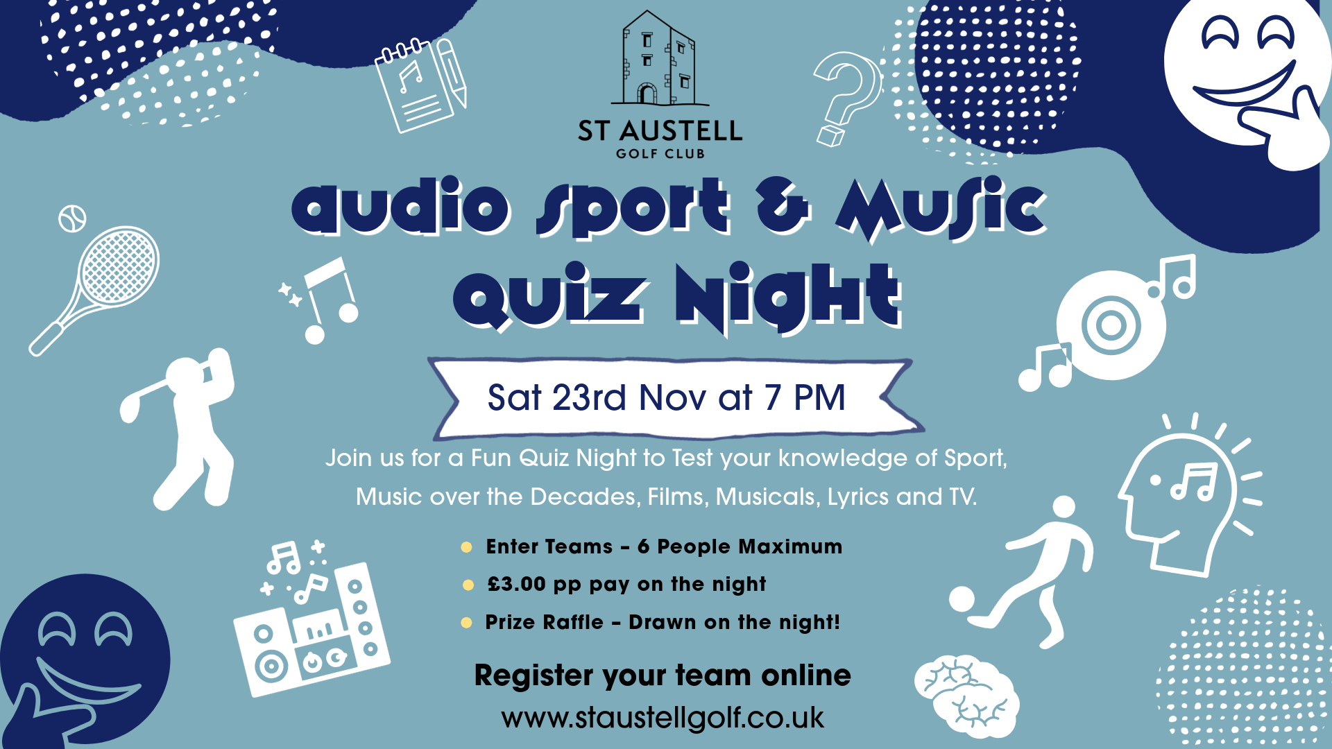 Featured image for “Audio Sport & Musuc Quiz Night 23 Nov 2025”